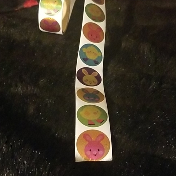100 1.5"  Stickers Prismatic Easter Bunny & Chick - Picture 6 of 7